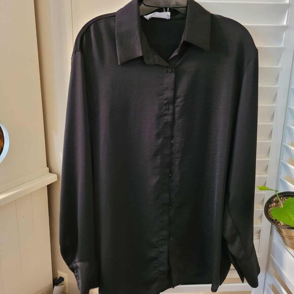 Double Zero Tops - Black Silky Blouse WORN ONCE!